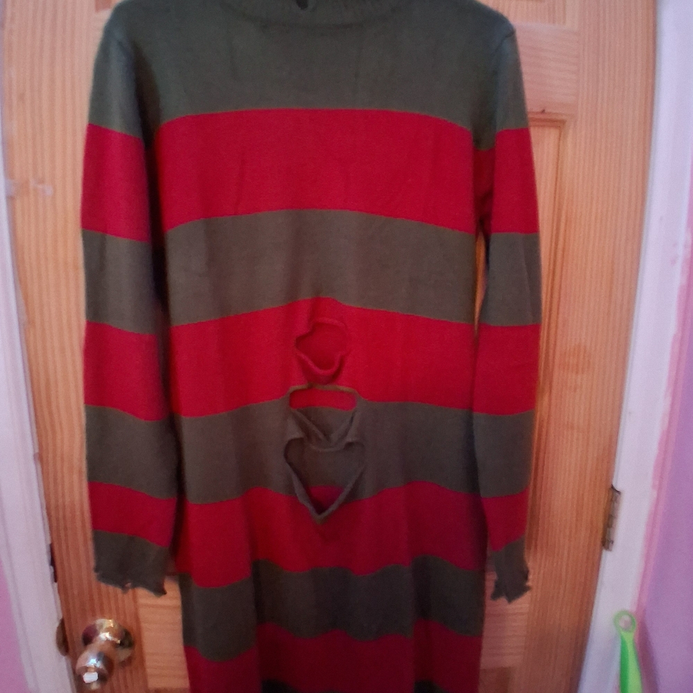 Striped Red and Green Women's Sweater